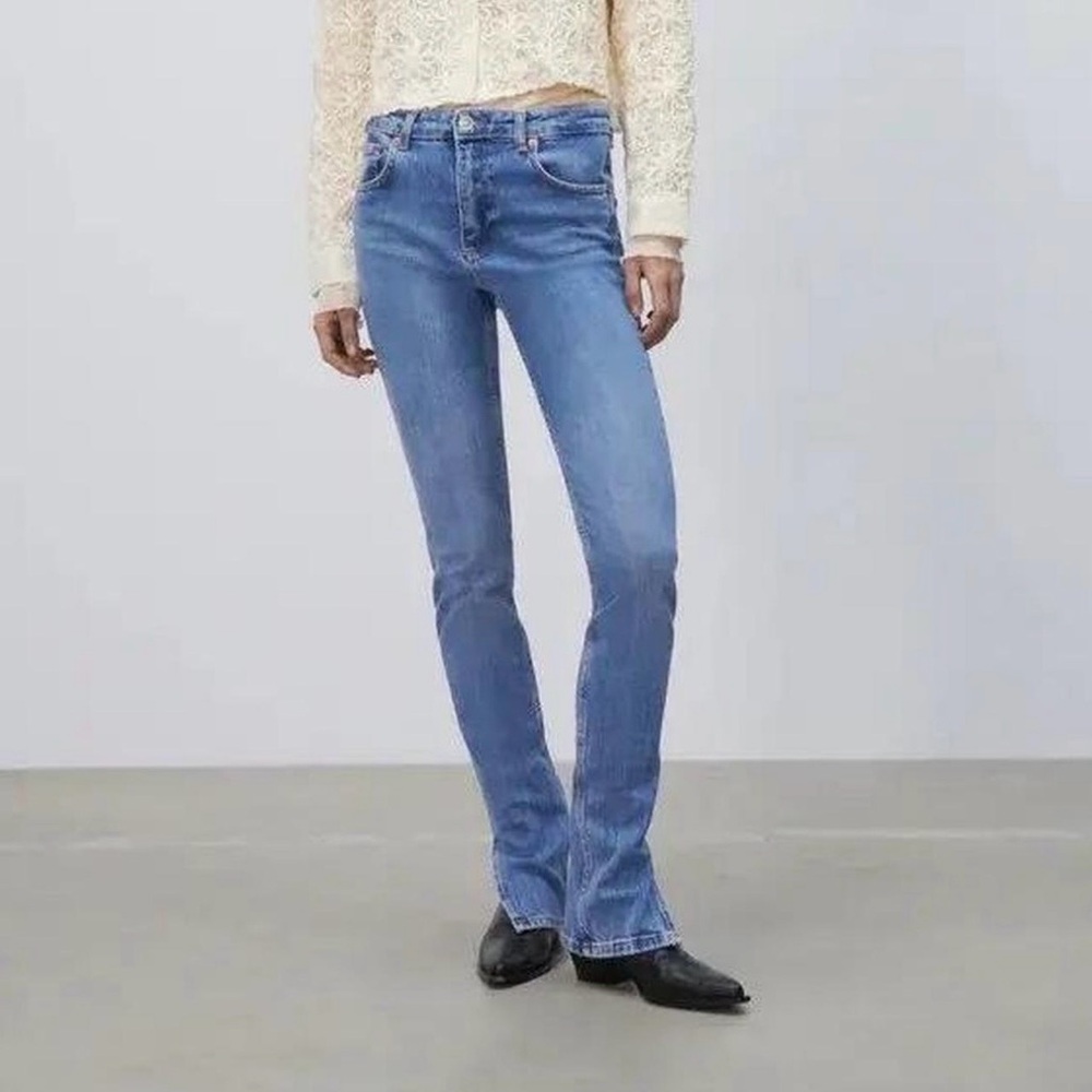Zara high rise skinny split hem jeans
